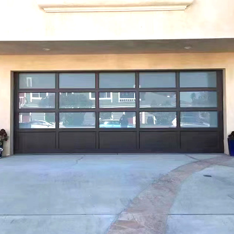 Insulated sectional commercial garage doors.