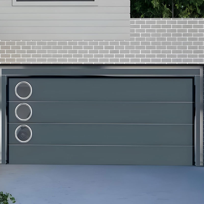 Flat Garage Doors with Glass Windows.
